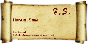 Hanus Samu névjegykártya